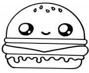 Coloriage cute hamburger food dessin kawaii