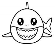 Coloriage baby shark dessin kawaii