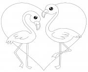 Coloriage deux flamants roses avec un coeur