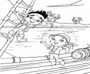 Coloriage pirate garcon fille princesse pirate sur un bateau