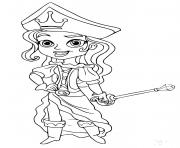 Coloriage pirate fille avec un epee