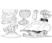 Coloriage objets de la vie de pirate