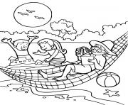 Coloriage enfants en vacances pres de la plage