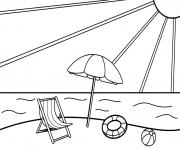 Coloriage plage soleil vacance