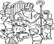 Coloriage saint nicolas avec des enfants