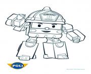 Coloriage pompier robocar poli pret pour la route