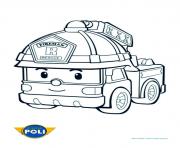 Coloriage robocar poli camion de pompier