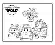 Coloriage robocar poli ambulance police pompier helicoptere