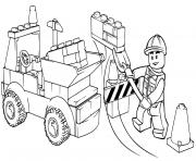 Coloriage chantier construction lego junior dump truck