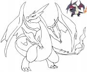 Coloriage dracaufeu pokemon mauve avec dessin modele