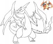 Coloriage dracaufeu y pokemon avec dessin modele