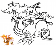 Coloriage Dracaufeu Gigamax Gigantamax Charizard avec dessin modele couleur