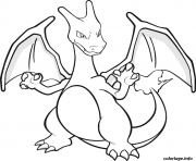 Coloriage dracaufeu charizard pokemon rouge feu