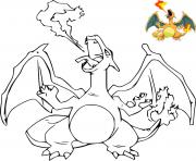 Coloriage dracaufeu ex pokemon avec dessin modele