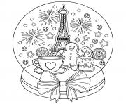 Coloriage adulte boule neige tour eiffel paris