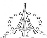 Coloriage tour eiffel avec des etoiles