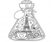 Coloriage tour eiffel en bouteille