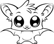 Coloriage chauve souris kawaii bat adorable