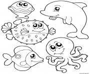 Coloriage animaux de la mer monde marin poisson dauphin