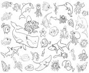 Coloriage tous les animaux de la mer et marin