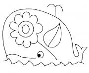 Coloriage baleine avec une fleur