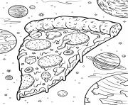 Coloriage pizza champignon gromage dans lespace