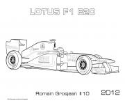 Coloriage Formule 1 Voiture Lotus E20 Romain Grosjean 2012