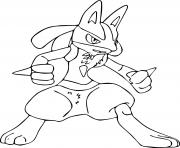 Coloriage lucario pokemon combat acier