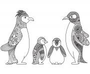 Coloriage pinguoin mandala adulte