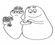 Coloriage couple barbapapa mariage