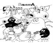 Coloriage barbapapa celebrent un anniversaire une fete en famille