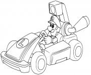 Coloriage luigi se prepare pour la course de voiture