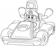 Coloriage mario remporte la premiere position mario kart