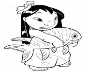 Coloriage stitch et lilo le poisson