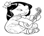 Coloriage lilo joue de la guitare