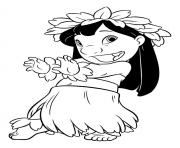 Coloriage lilo fait une danse hawaii