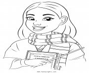 Coloriage fille ado avec un livre dhistoire