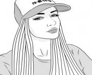 Coloriage fille ado casquette swag