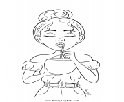 Coloriage jeune fille ado deguste coconut