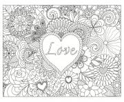 Coloriage love coeur fille ado mandala