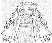 Coloriage Beautiful Nezuko from the anime Blade demon slayer