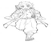 Coloriage Tanjiro running to school demon slayer