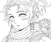 Coloriage Cute Tanjiro Kamado demon slayer