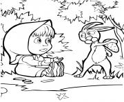 Coloriage raskraska masha et le lievre avec une carotte