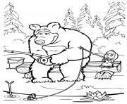 Coloriage la peche en plein foret