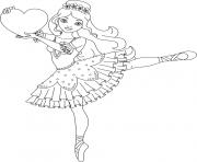 Coloriage danseuse avec un coeur