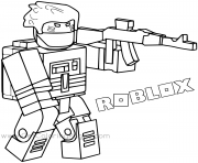 Coloriage Roblox Bandit with Weapon and Backpac