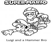 Coloriage luigi attrape par hammer bro avec des cordes