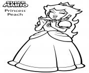 Coloriage princesse peach est excitee et tape des mains