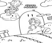 Coloriage super mario en plein action dans le jeu